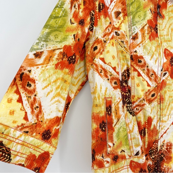 Chico's Jacket Winter Autumn Fall Zip Front Jacket Orange Brown Yellow Size 12 - Picture 3 of 4